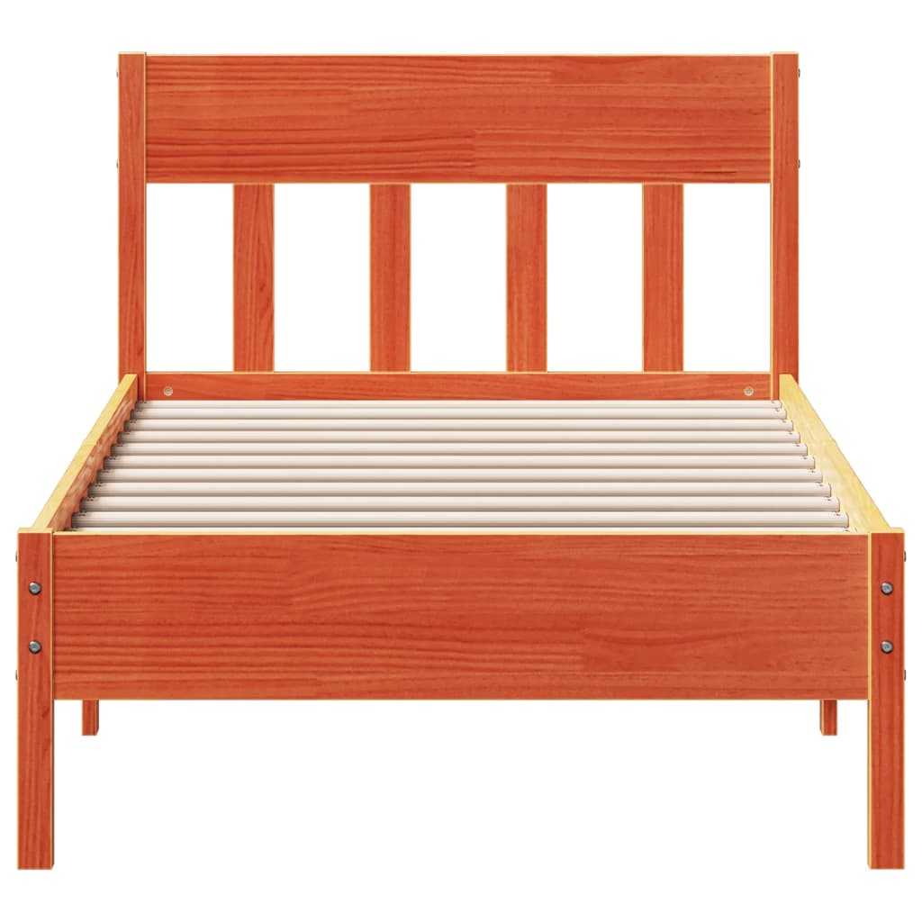 vidaXL Estructura de cama sin colchón madera maciza marrón 75x190 cm