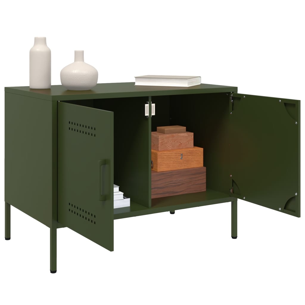 vidaXL Mueble de TV de acero verde oliva 68x39x50,5 cm