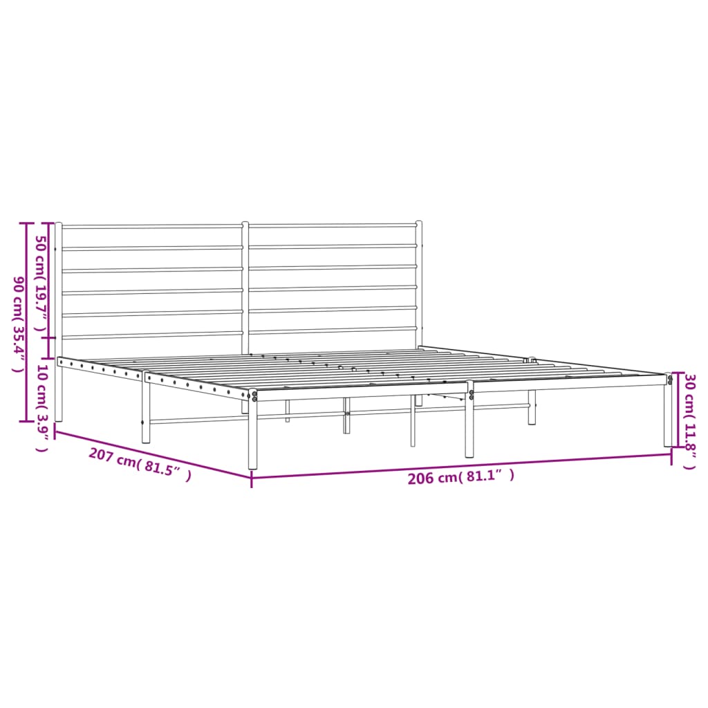 vidaXL Estructura cama sin colchón con cabecero metal blanco 200x200cm