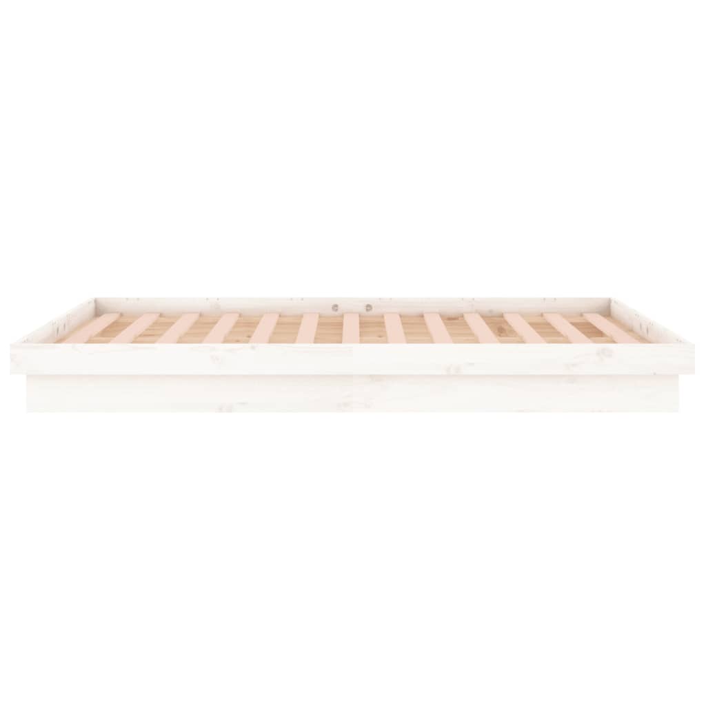 vidaXL Estructura de cama con LED madera maciza blanco 135x190 cm