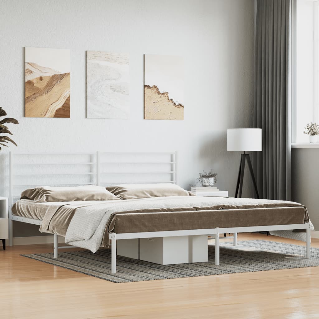 vidaXL Estructura de cama de metal con cabecero blanco 183x213 cm