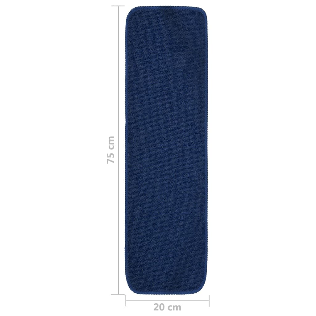 vidaXL Alfombrilla de escalera 15 uds azul marino rectangular 75x20 cm