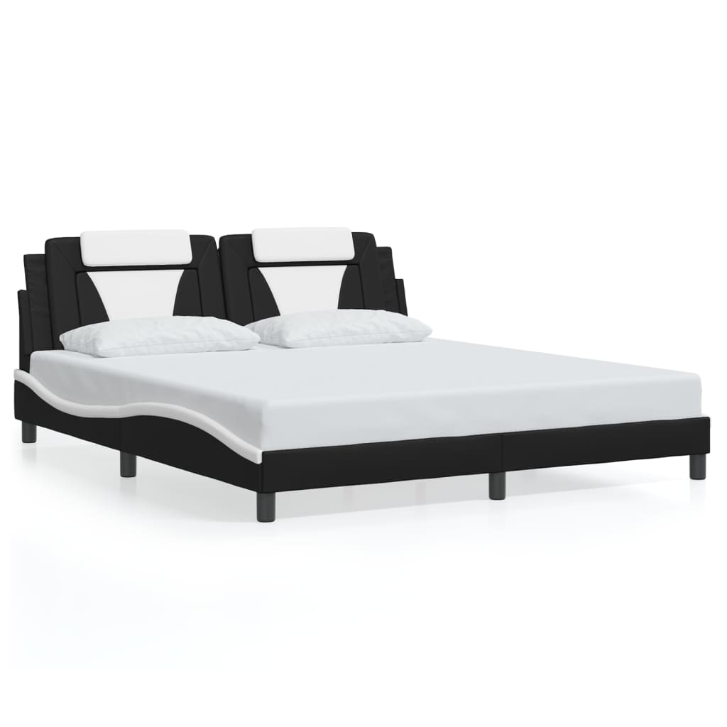 vidaXL Estructura de cama con LED sin colchón negro blanco 180x200 cm