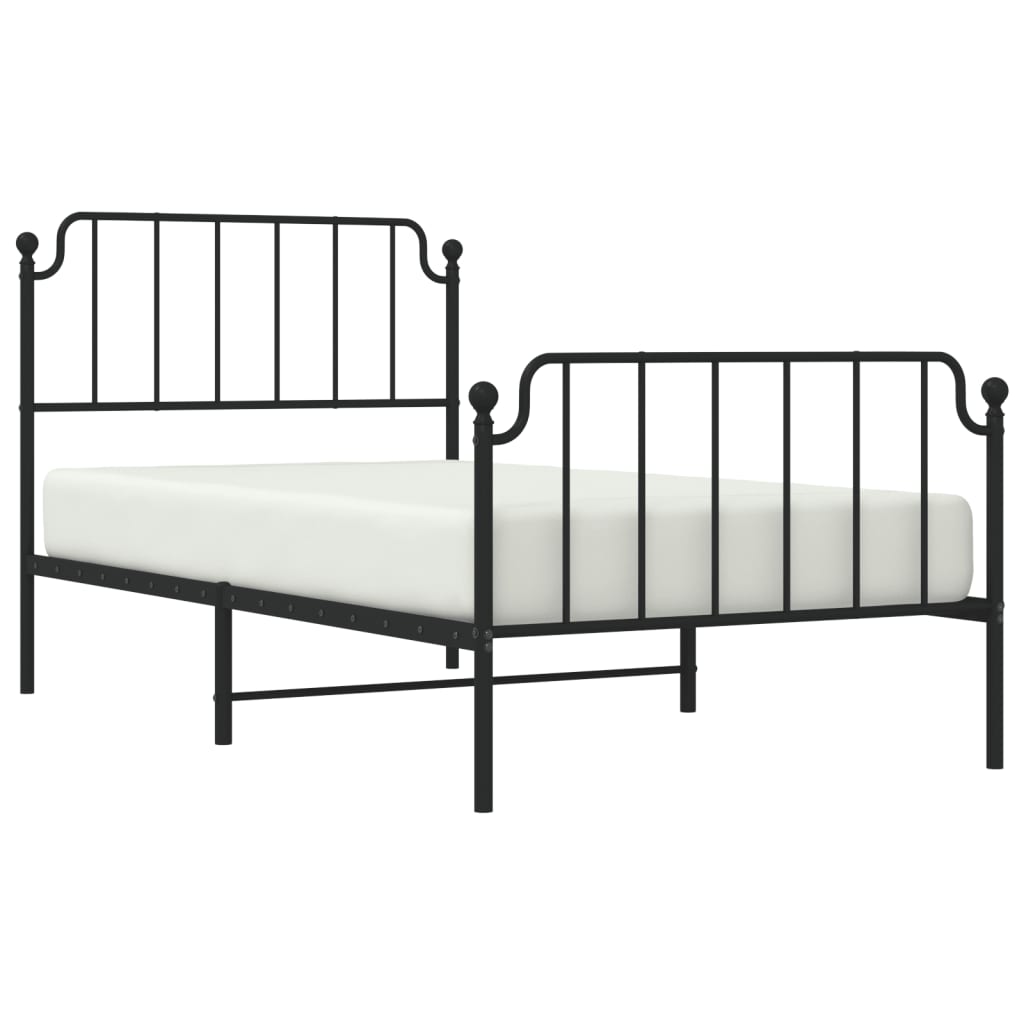 vidaXL Estructura cama sin colchón con estribo metal negro 100x190 cm