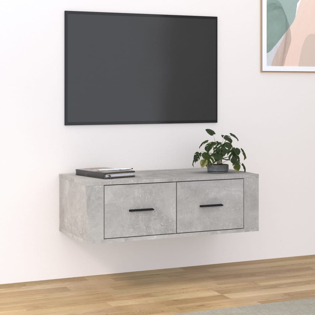 vidaXL Mueble de TV colgante madera gris hormigón 80x36x25 cm