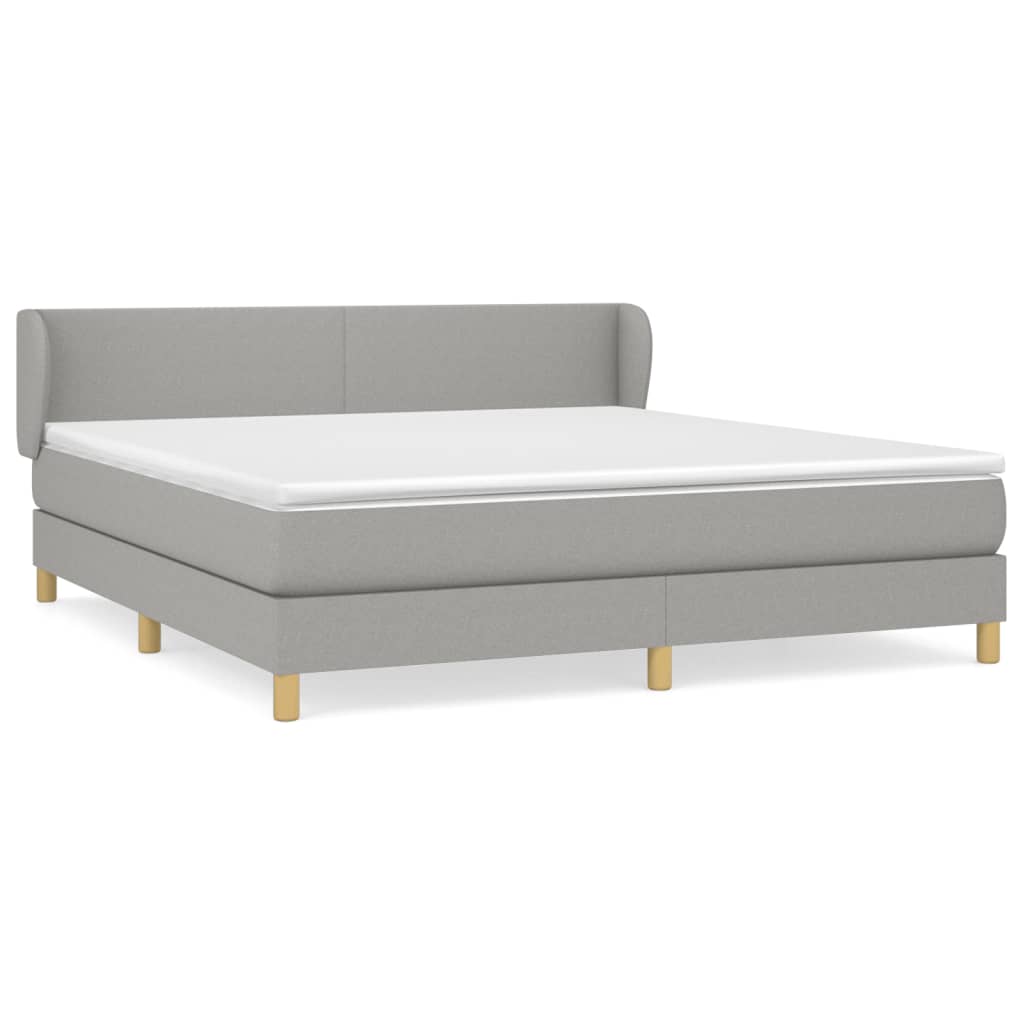 vidaXL Cama box spring con colchón tela gris claro 180x200 cm