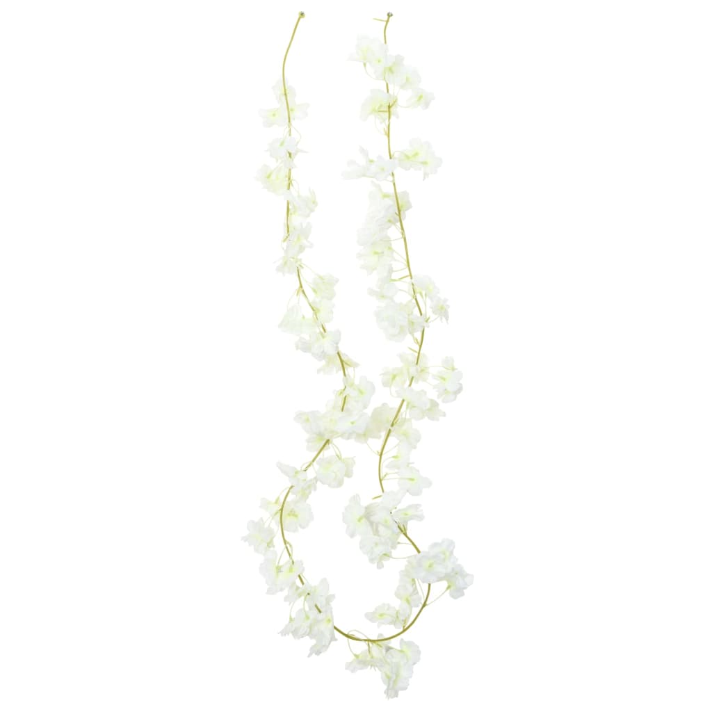 vidaXL Guirnaldas de flores de Navidad 6 uds blanco 180 cm