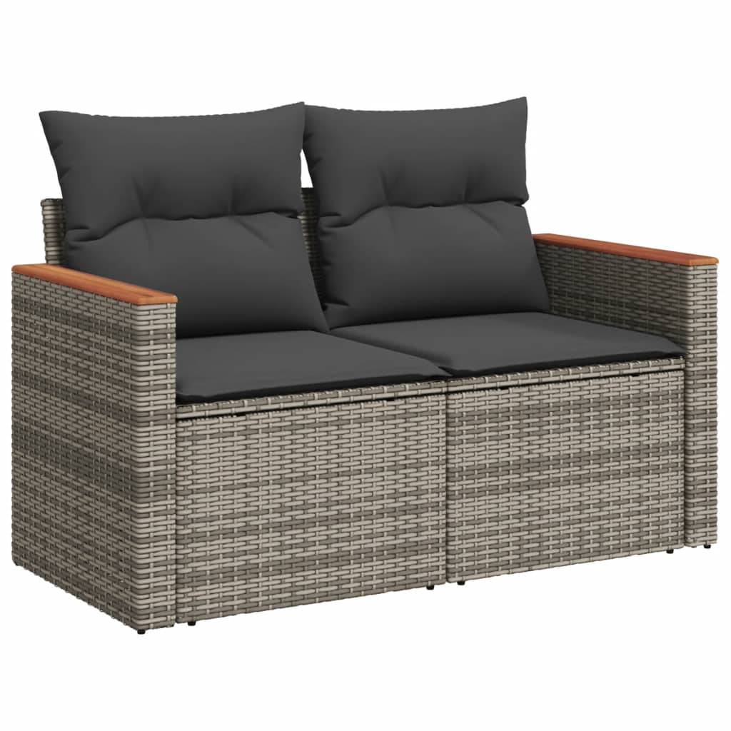 vidaXL Set de muebles de jardín 9 pzas y cojines ratán sintético gris