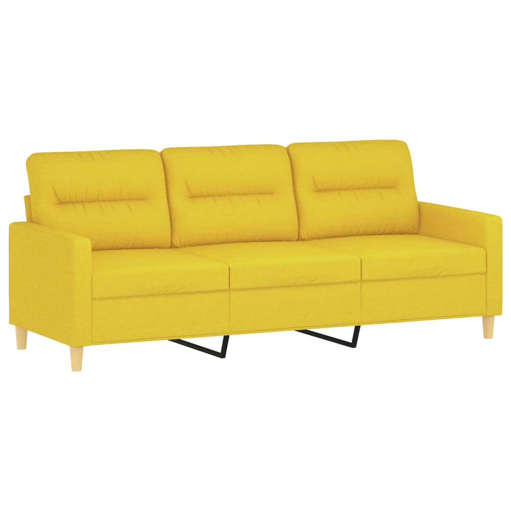 vidaXL Juego de sofás con cojines 3 piezas tela amarillo claro