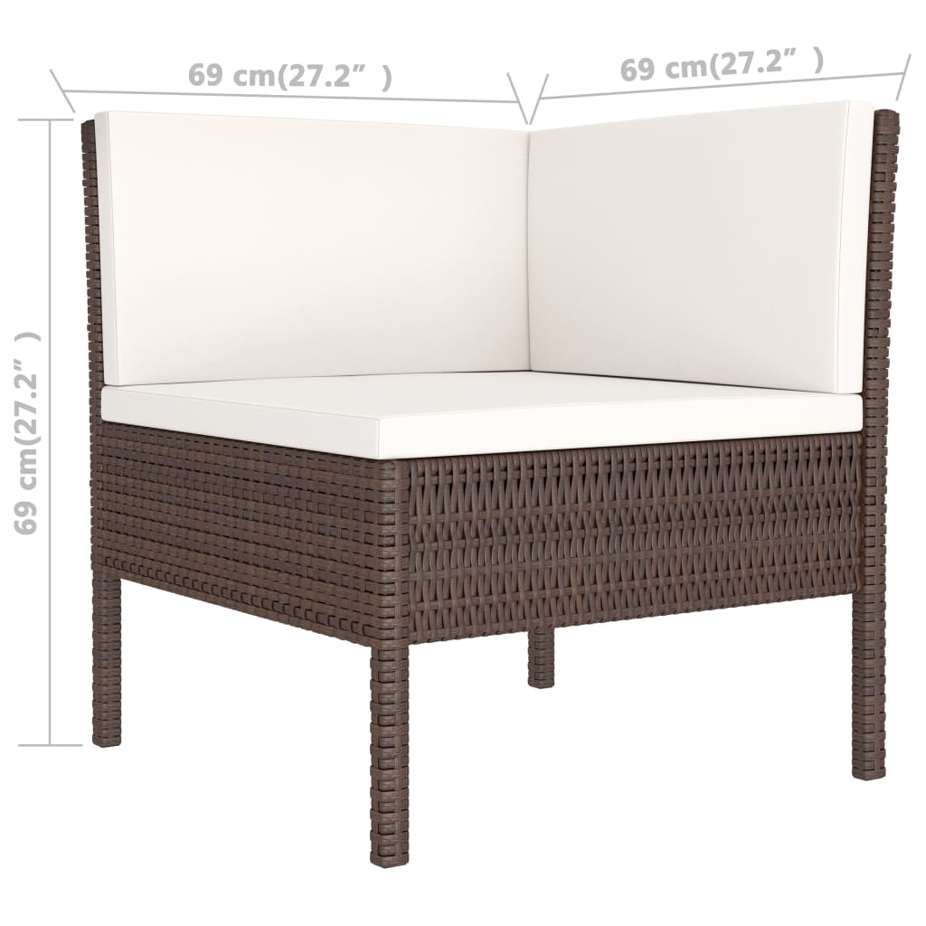 vidaXL Set muebles de jardín 6 pzas y cojines ratán sintético marrón