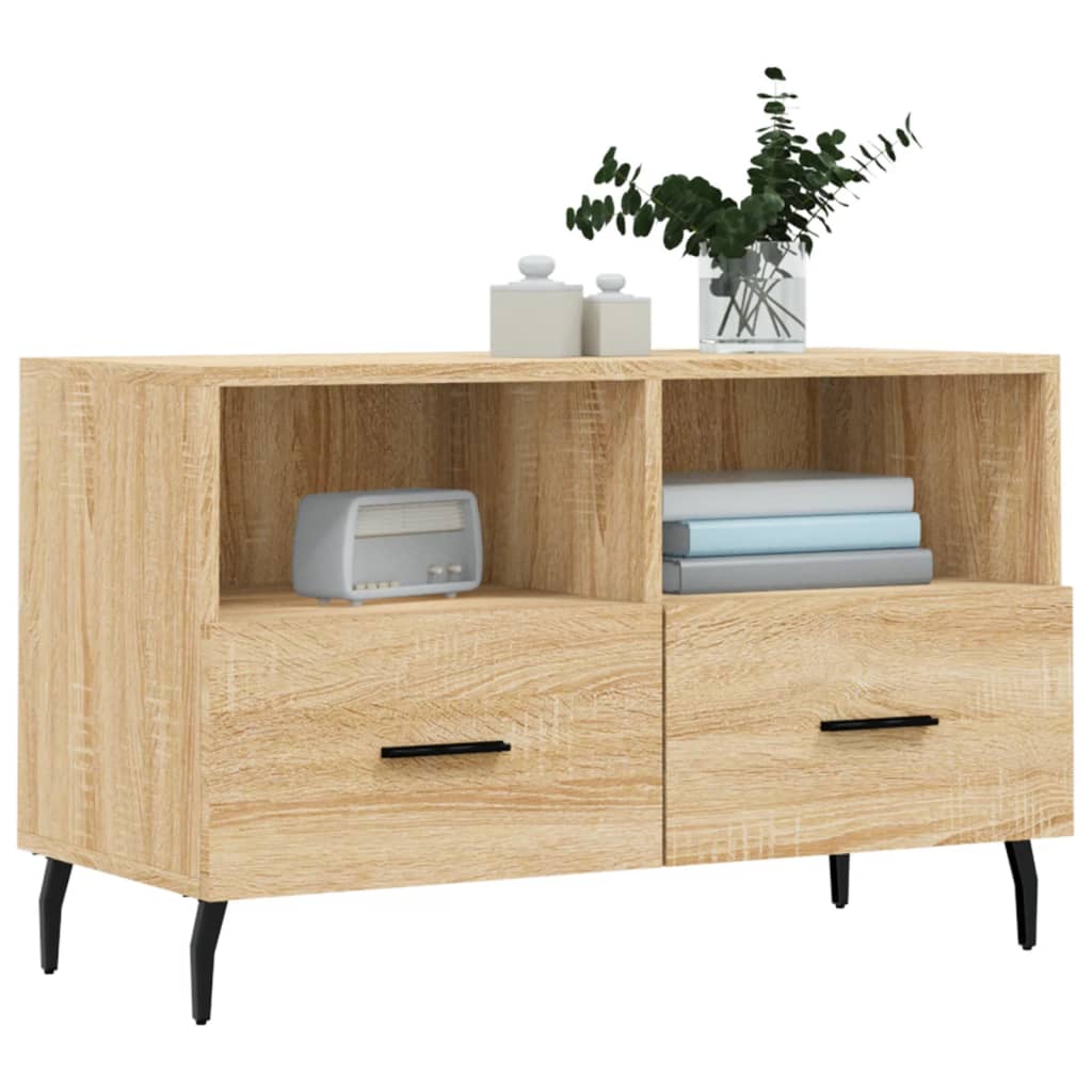 vidaXL Mueble para TV madera contrachapada roble ahumado 80x36x50 cm