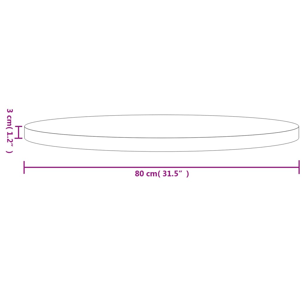 vidaXL Tablero de mesa redondo madera maciza de pino blanco Ø80x3 cm