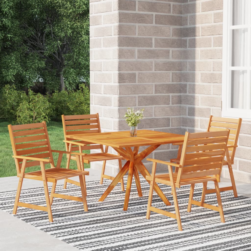 vidaXL Juego de comedor de jardín 5 piezas madera maciza de acacia