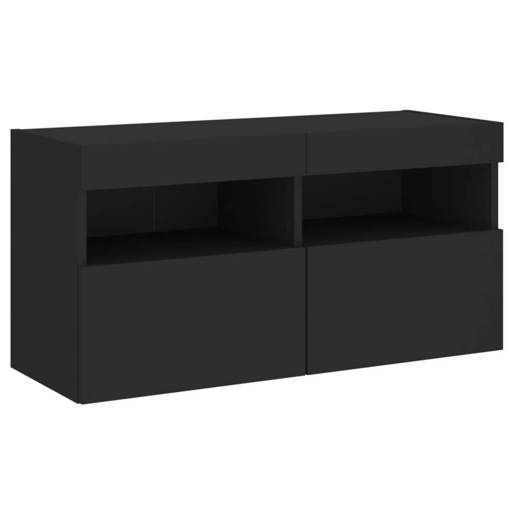 vidaXL Muebles de TV de pared con LED 5 pzas madera ingeniería negro