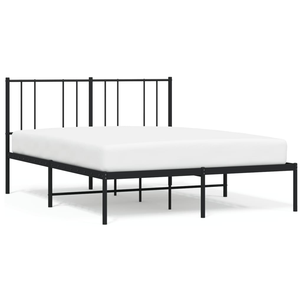 vidaXL Estructura cama sin colchón con cabecero metal negro 135x190 cm