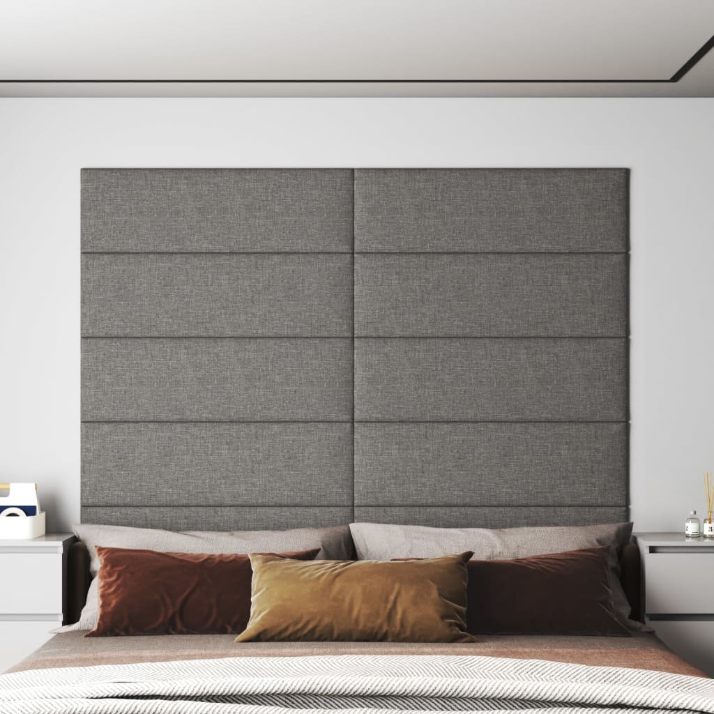 vidaXL Paneles de pared 12 uds tela gris claro 90x30 cm 3,24 m²