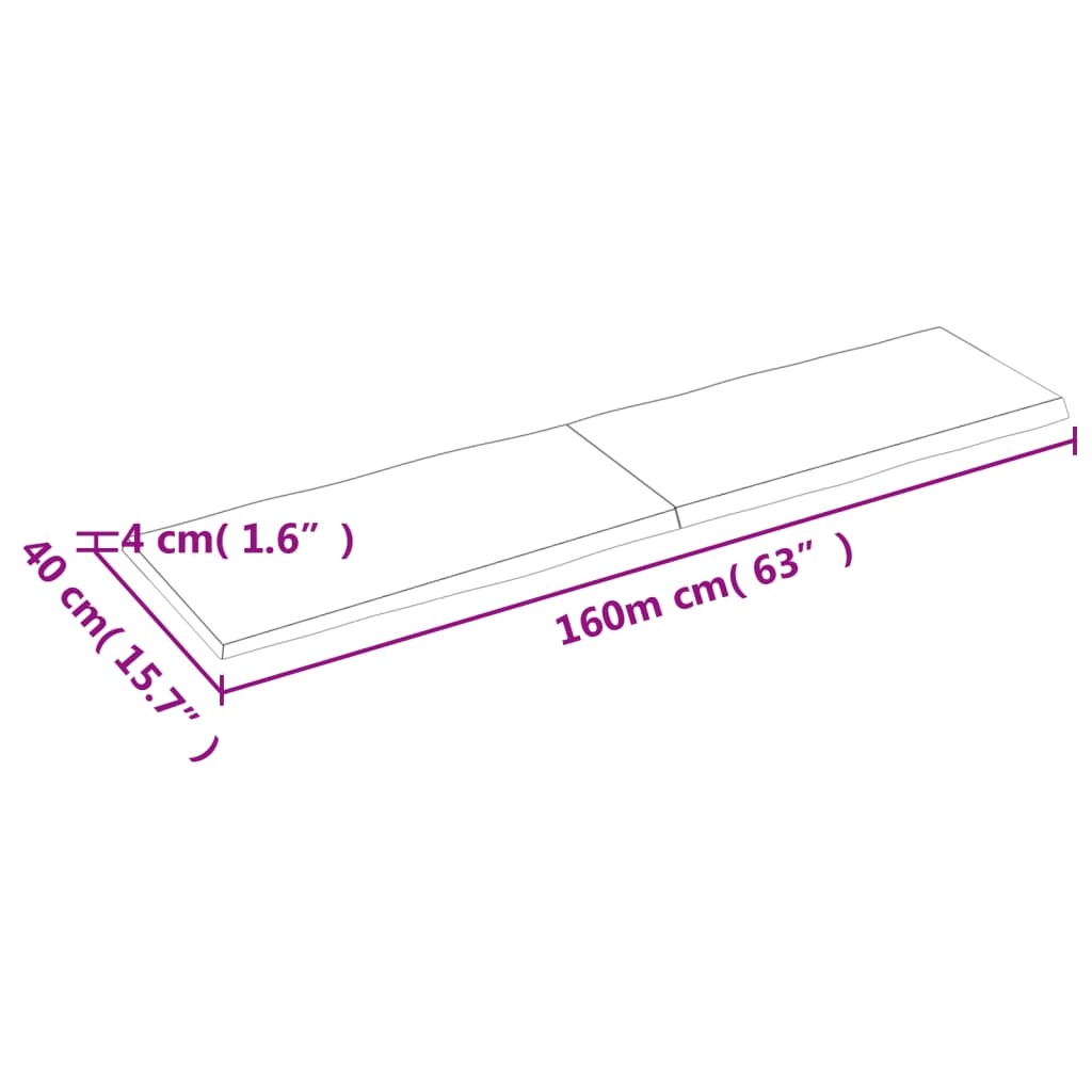 vidaXL Tablero de mesa madera maciza borde natural 160x40x(2-4) cm