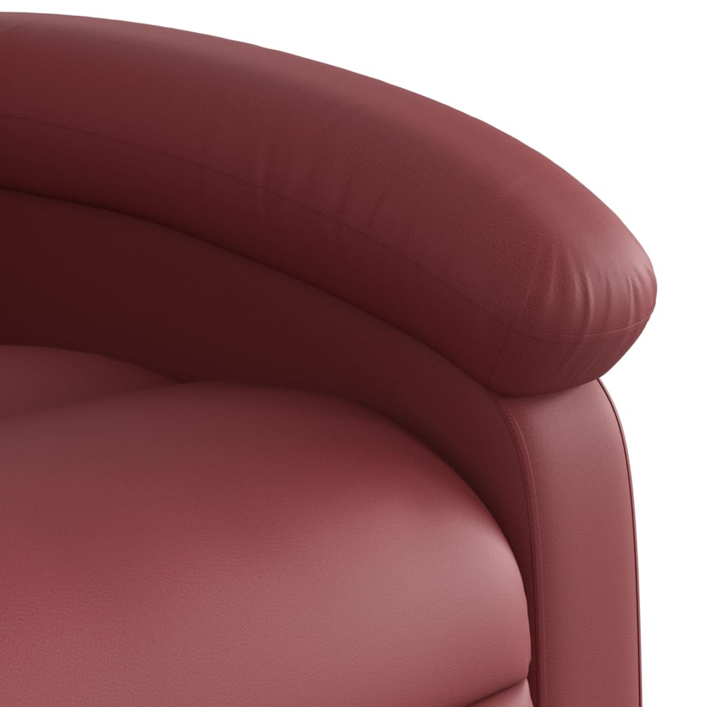 vidaXL Sillón reclinable de masaje de pie cuero artificial rojo tinto