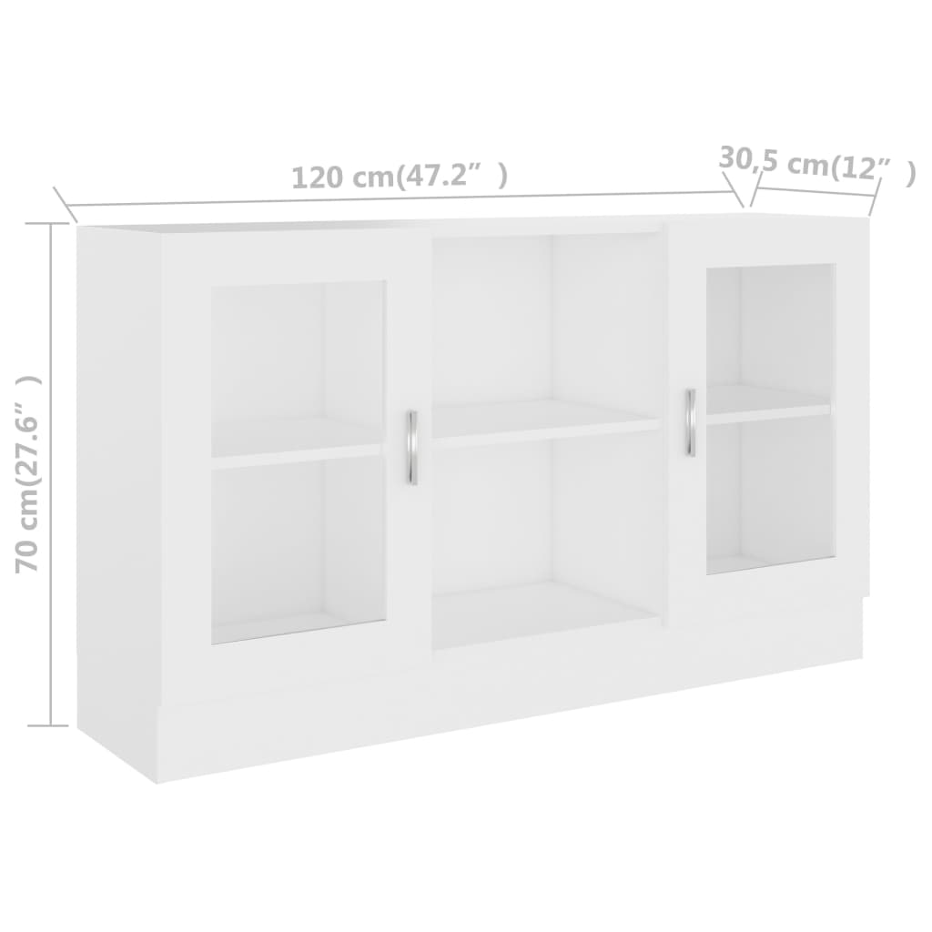 vidaXL Vitrina de madera ingeniería blanca 120x30,5x70 cm