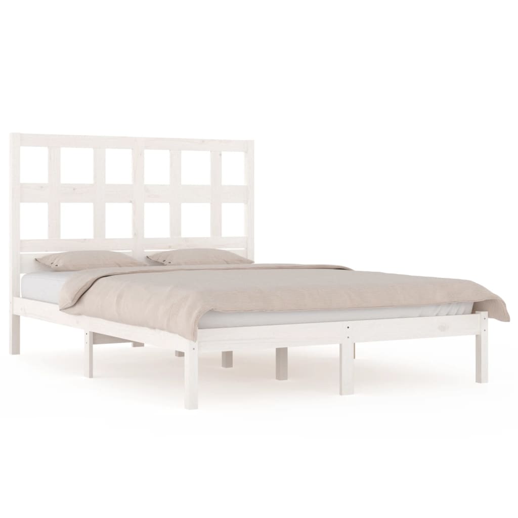 vidaXL Estructura de cama madera maciza de pino blanca 120x200 cm