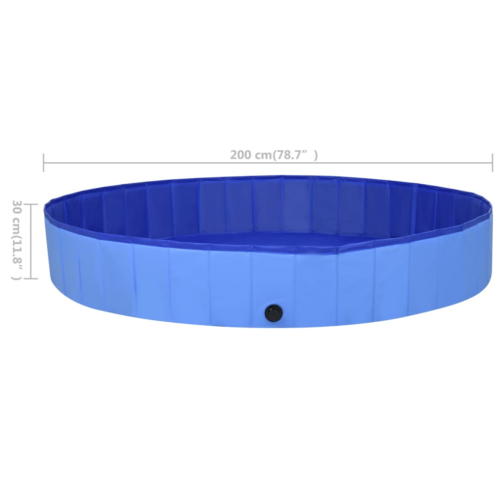 vidaXL Piscina para perros plegable PVC azul 200x30 cm