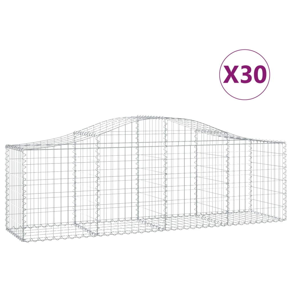 vidaXL Cestas de gaviones 30 uds forma de arco hierro 200x50x60/80 cm