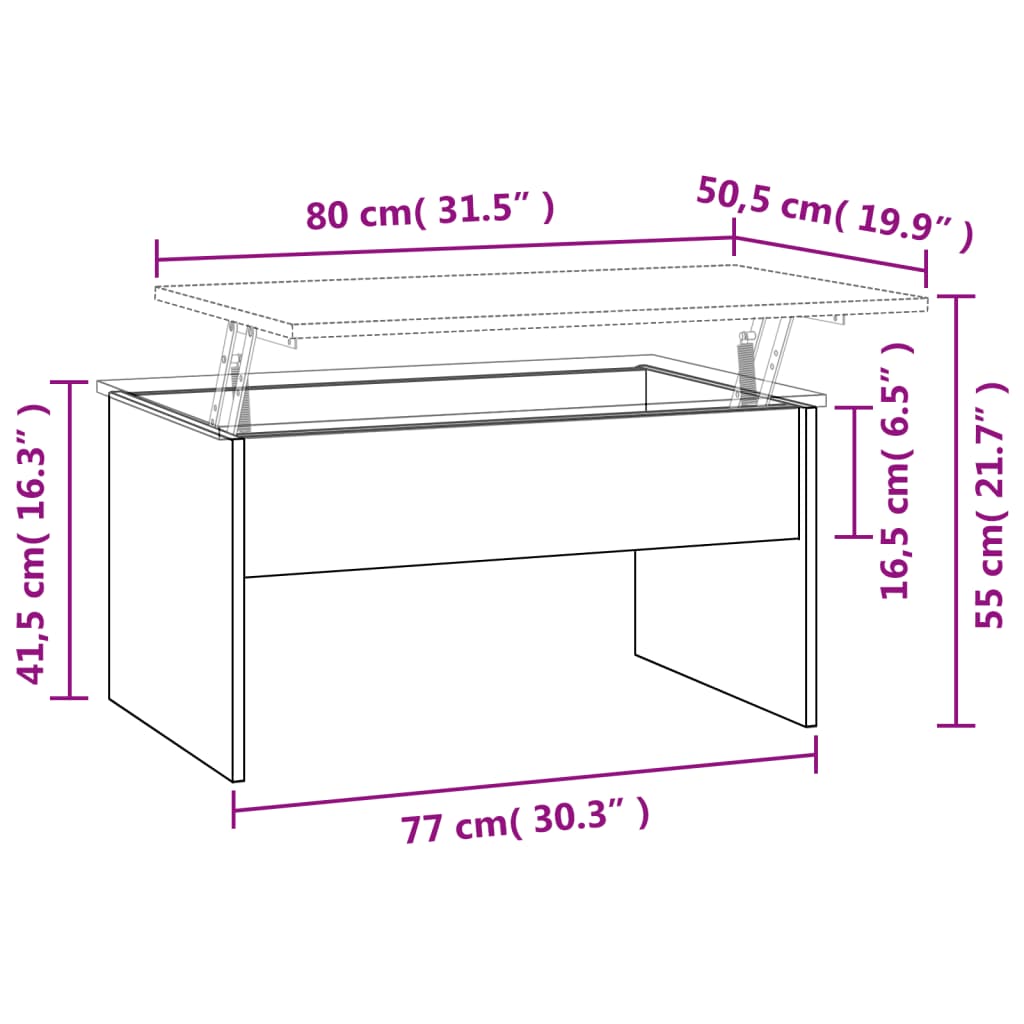 vidaXL Mesa de centro madera ingeniería gris hormigón 80x50,5x41,5 cm