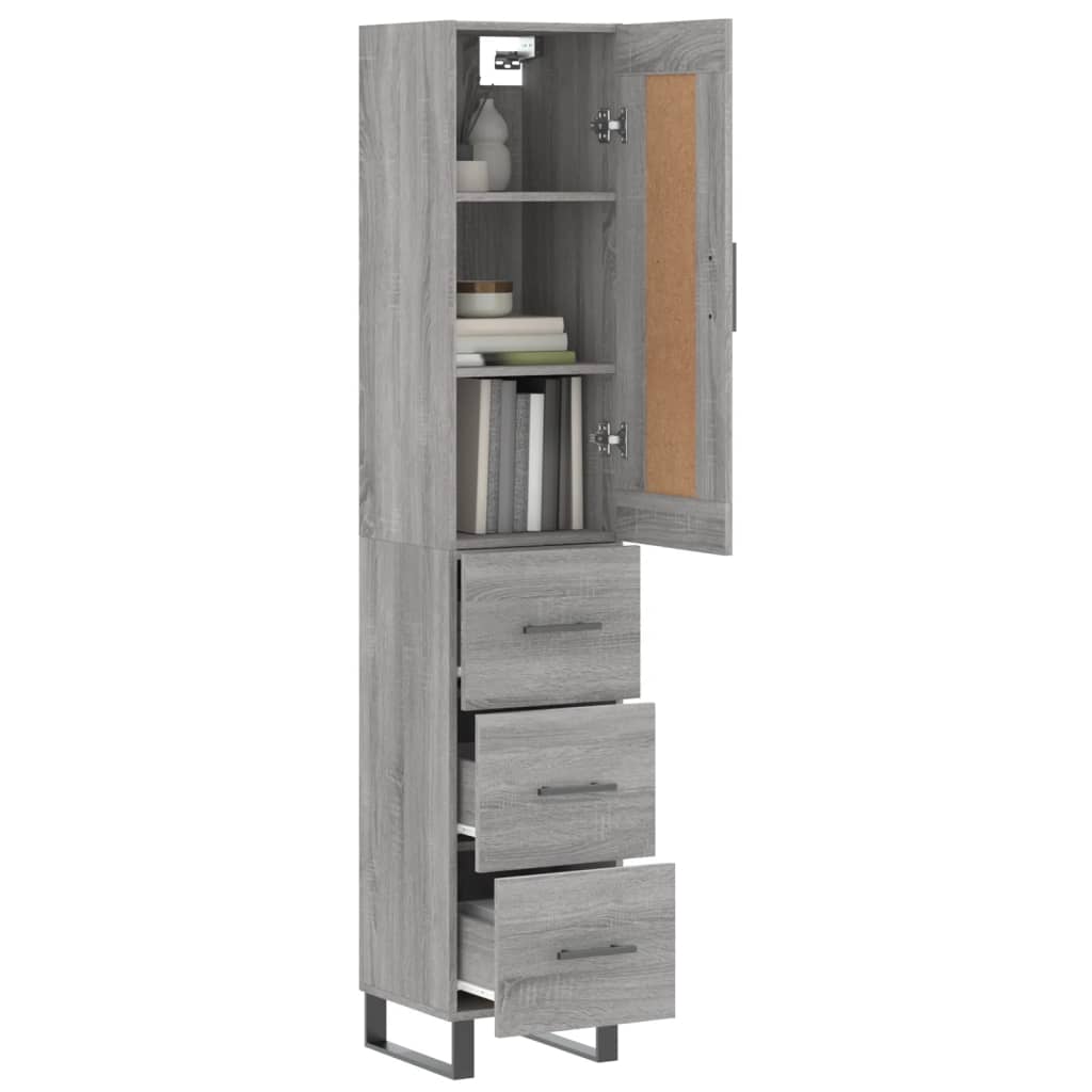 vidaXL Aparador alto madera contrachapada gris Sonoma 34,5x34x180 cm