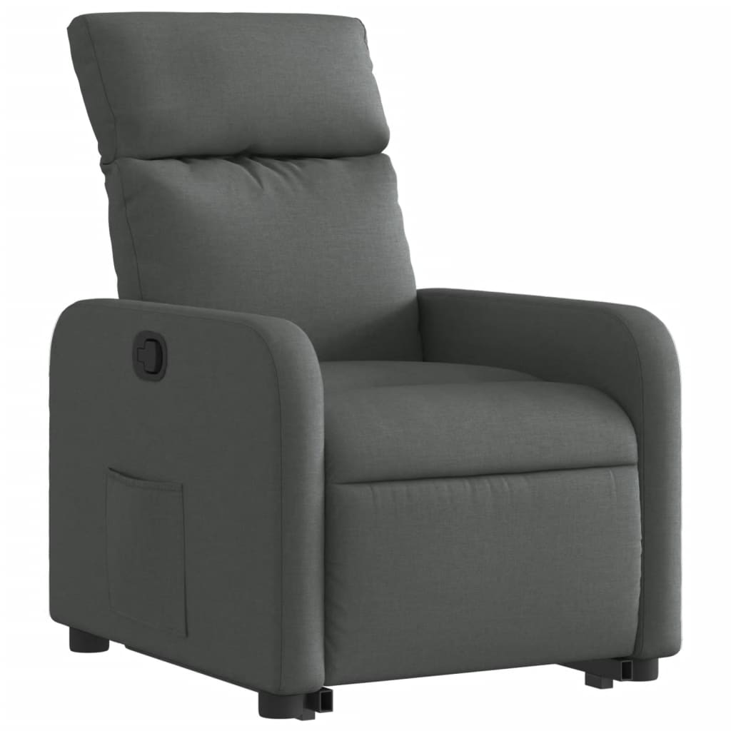 vidaXL Sillón reclinable elevable de tela gris oscuro