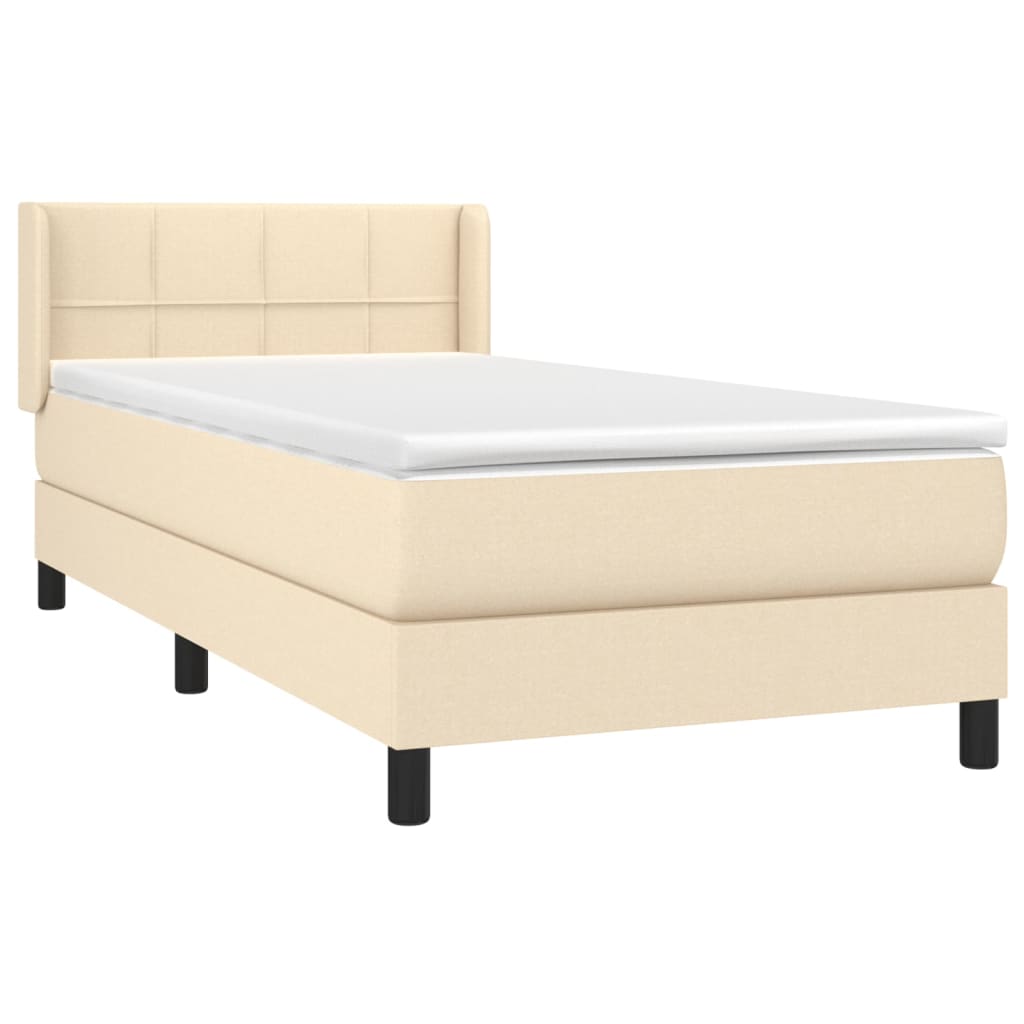 vidaXL Cama box spring con colchón tela color crema 90x190 cm