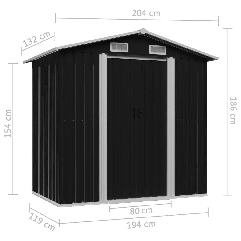 vidaXL Caseta de jardín de acero gris antracita 204x132x186 cm