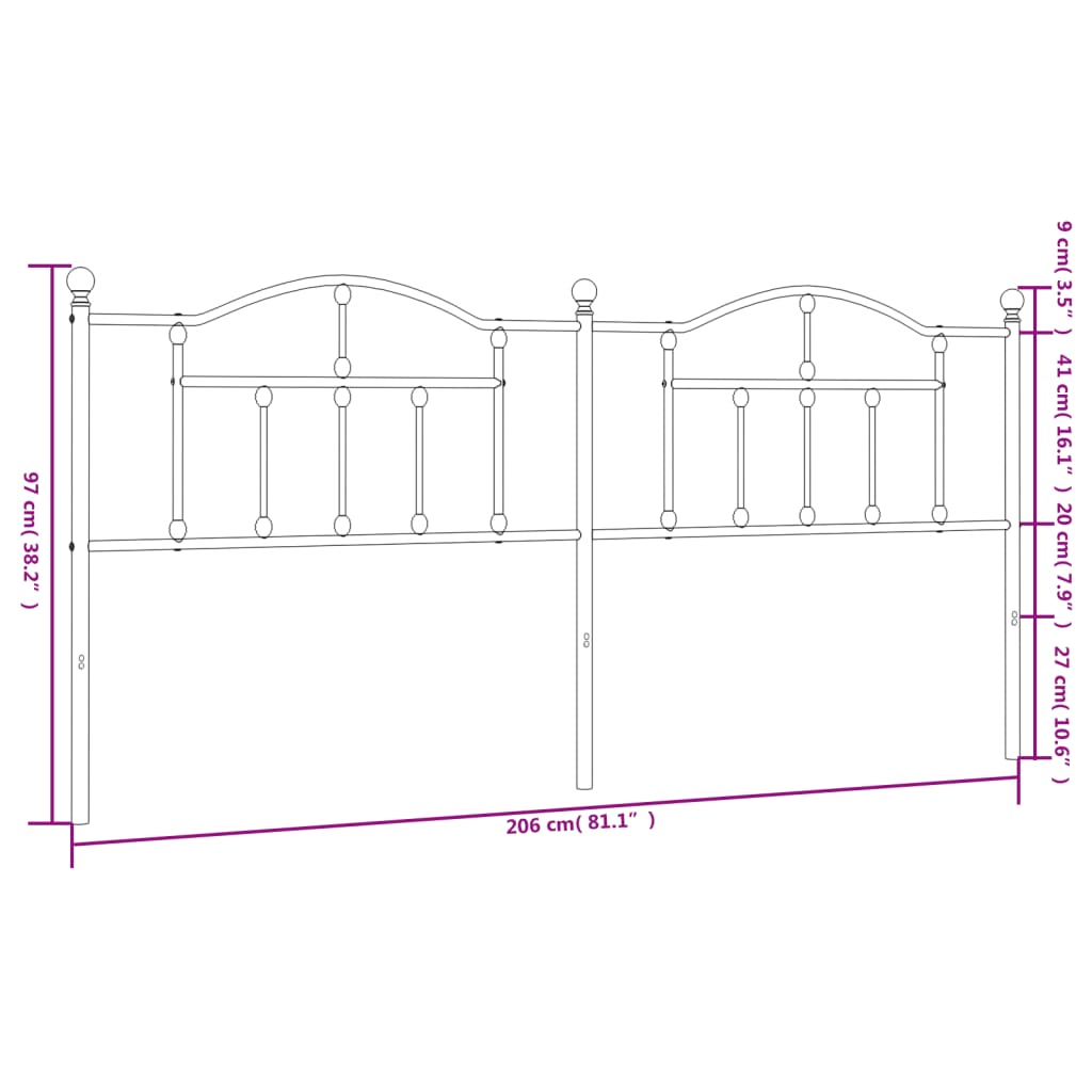 vidaXL Cabecero de metal blanco 200 cm