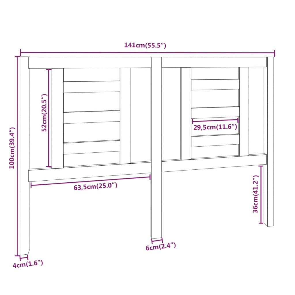 vidaXL Cabecero de cama madera maciza de pino negro 141x4x100 cm