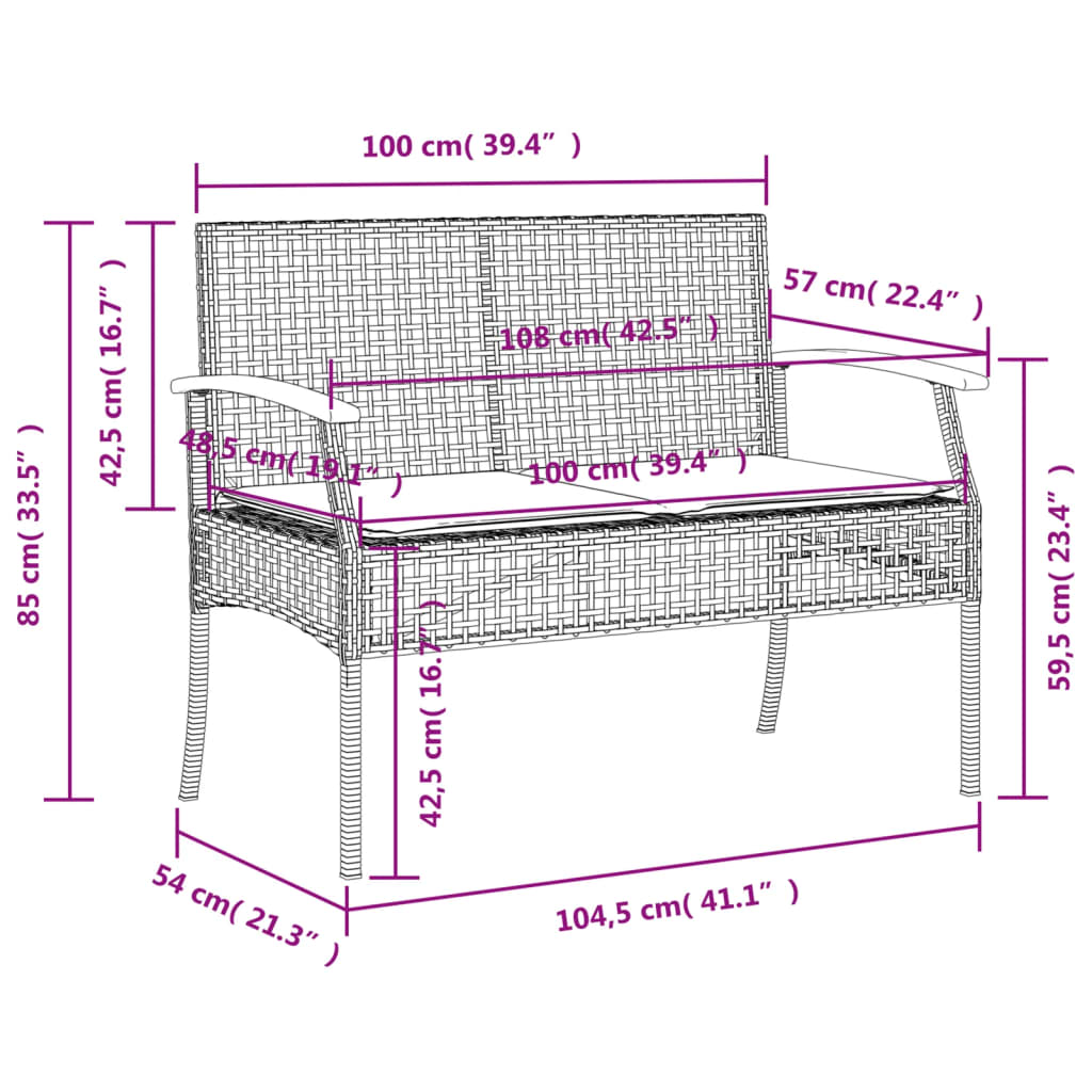 vidaXL Set comedor de jardín 5 piezas con cojines ratán sintético gris