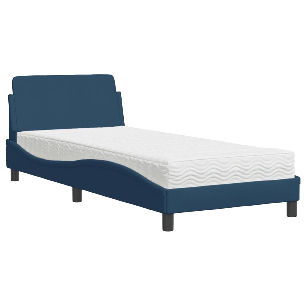 vidaXL Cama con colchón tela azul 90x190 cm