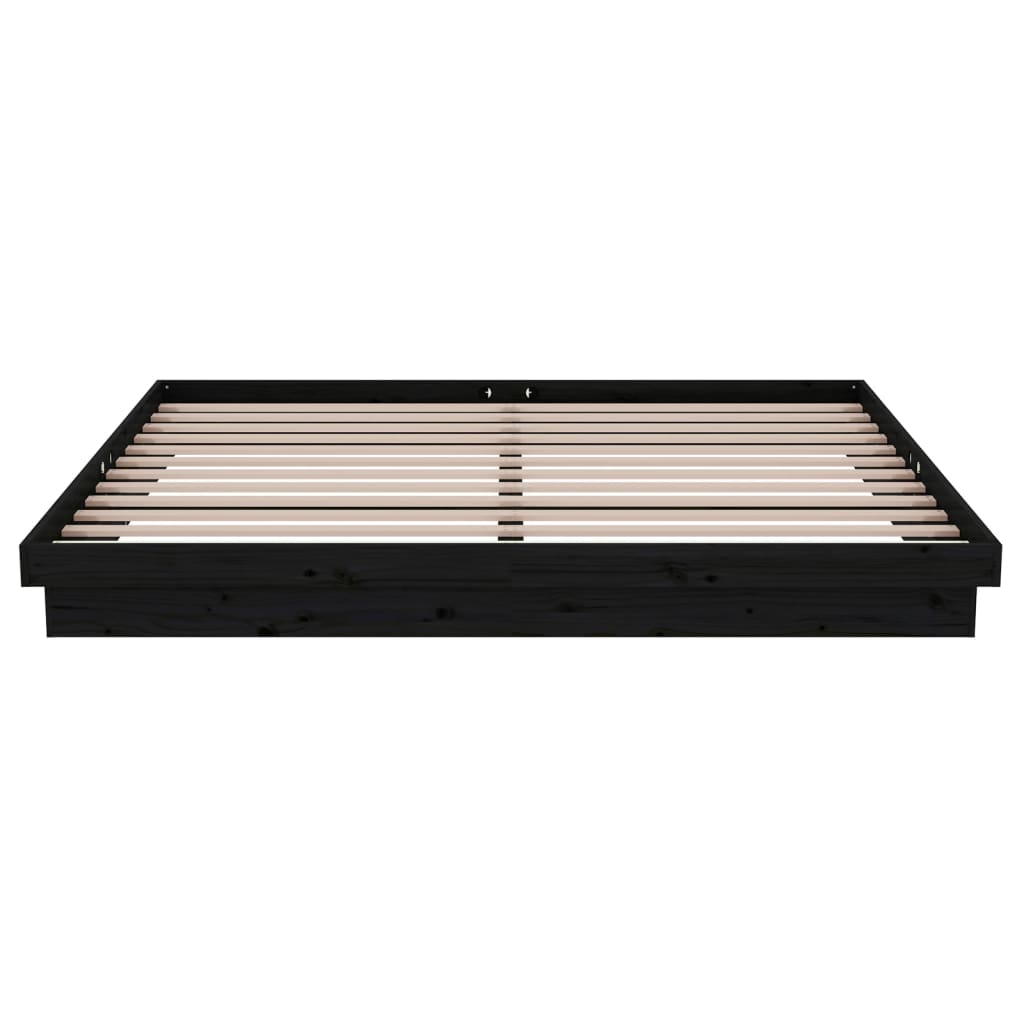 vidaXL Estructura de cama de madera maciza negro 200x200 cm