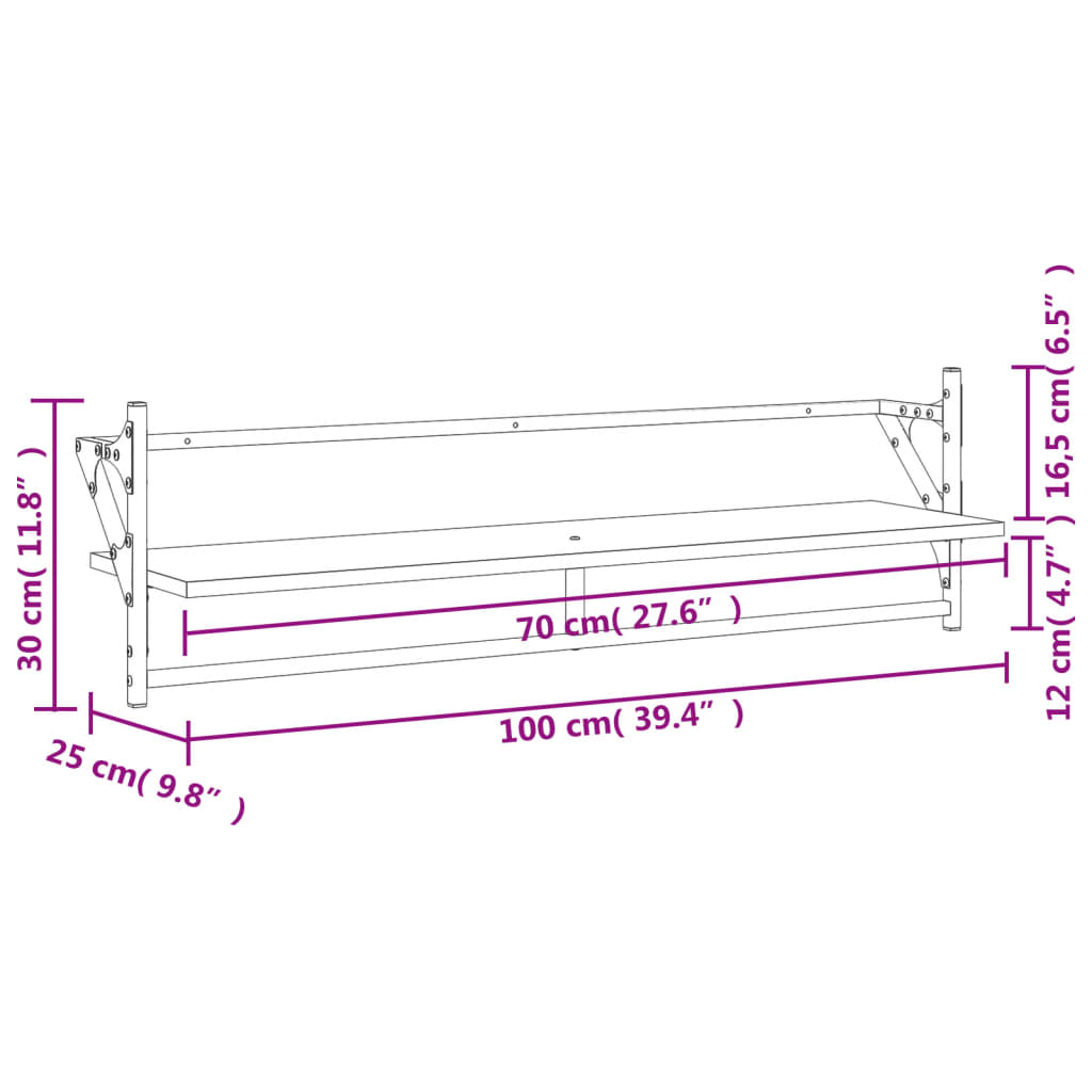 vidaXL Estantes de pared con barras 2 uds roble ahumado 100x25x30 cm