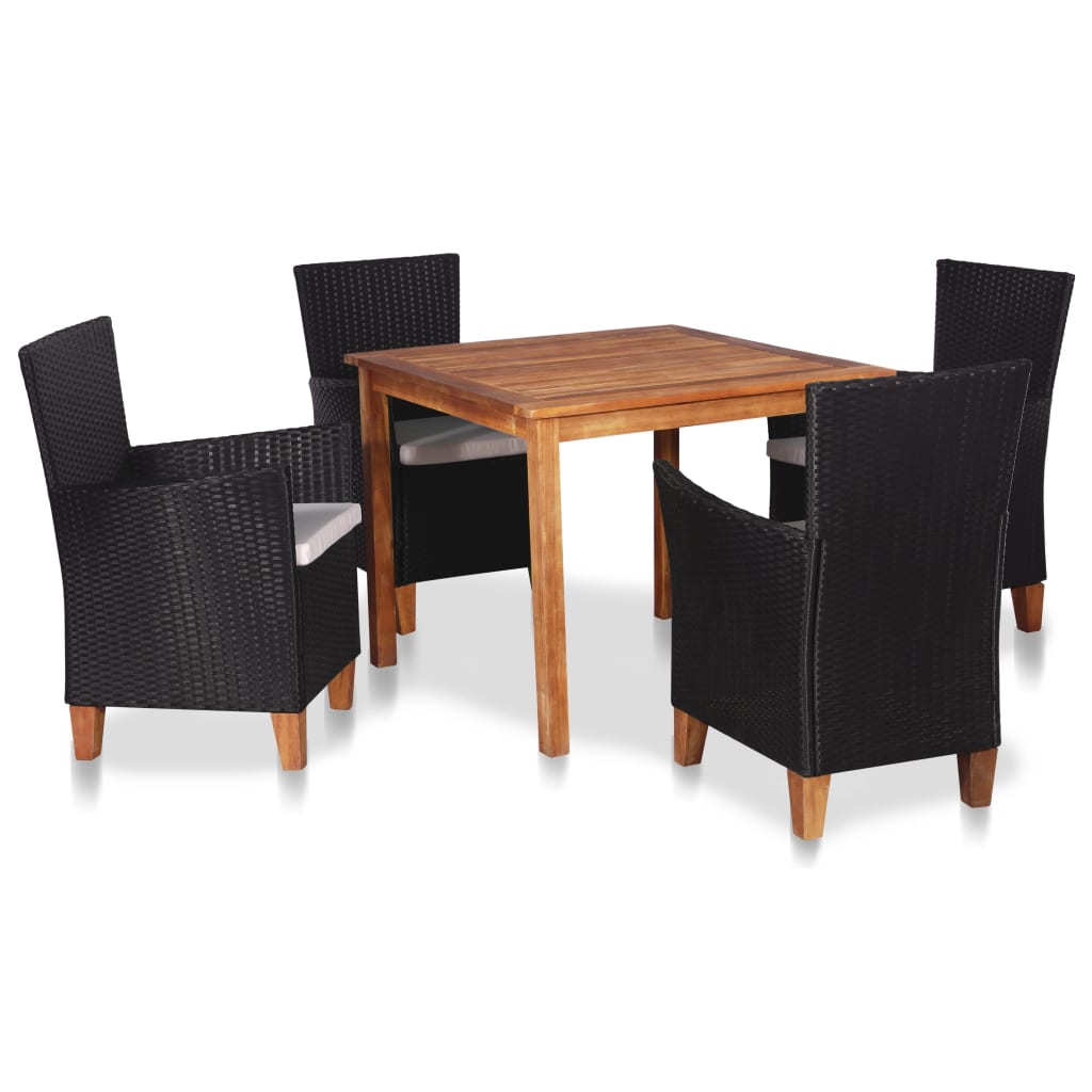 vidaXL Set de comedor de jardín 5 pzas ratán sintético negro y marrón