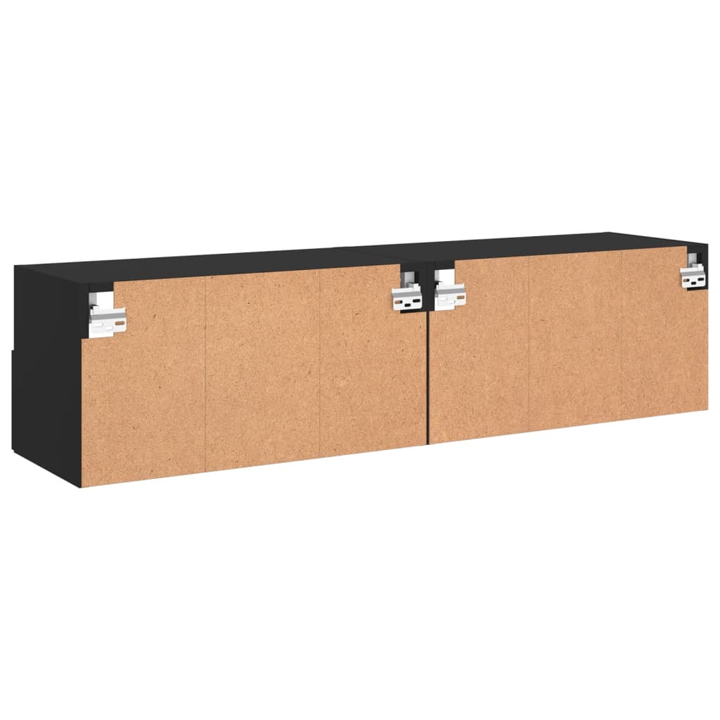 vidaXL Muebles de TV de pared 2 uds madera ingeniería negro 60x30x30cm