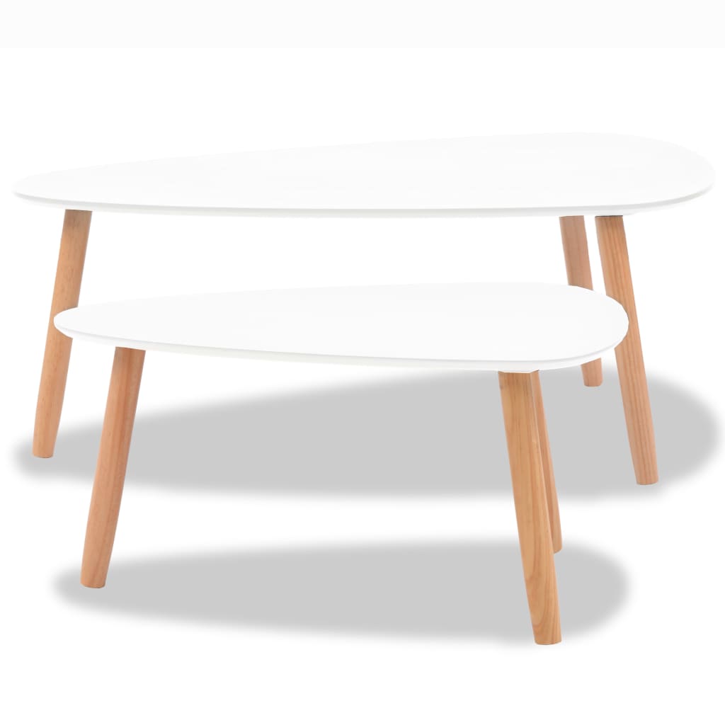 vidaXL Set de mesas de centro 2 unidades madera maciza de pino blanco