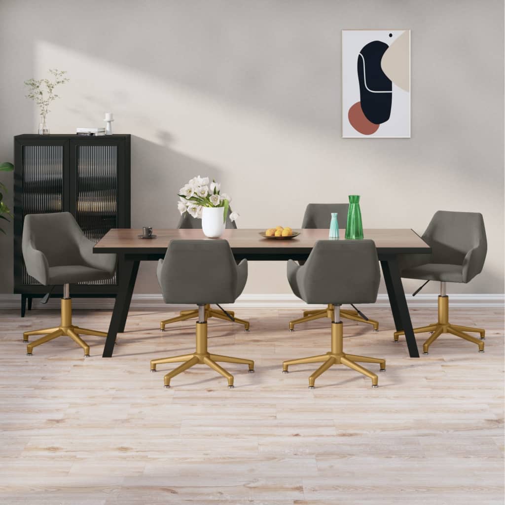 vidaXL Sillas de comedor giratorias 6 unidades terciopelo gris oscuro