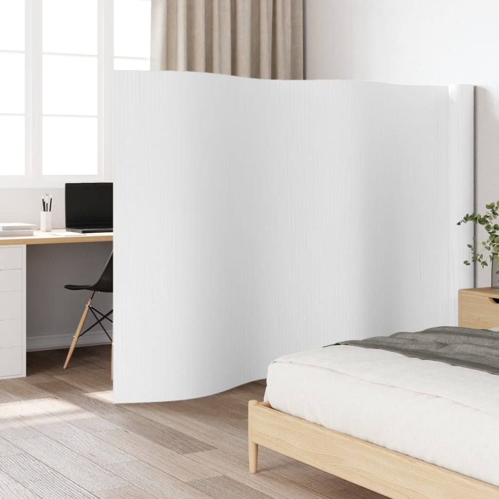 vidaXL Biombo divisor de bambú blanco 165x800 cm