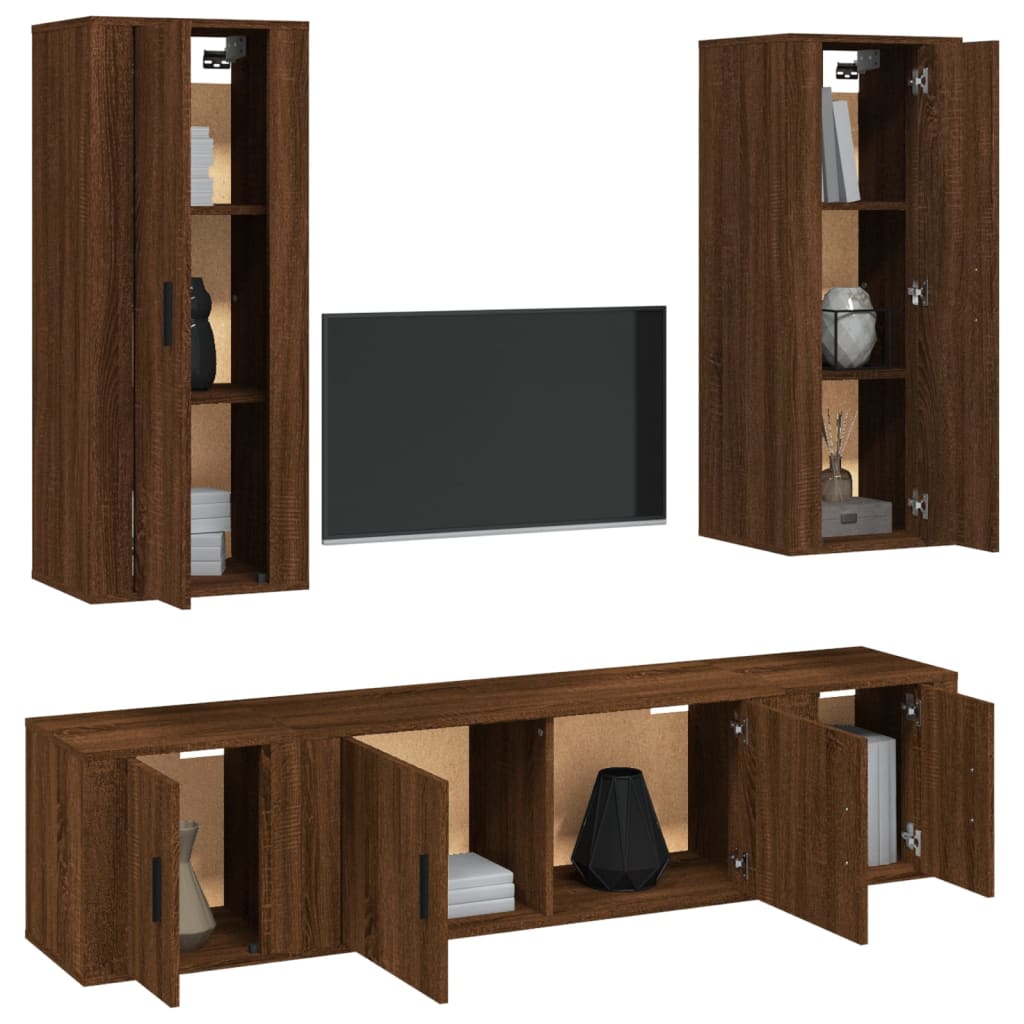 vidaXL Set de muebles para TV 5 pzas madera contrachapada roble marrón