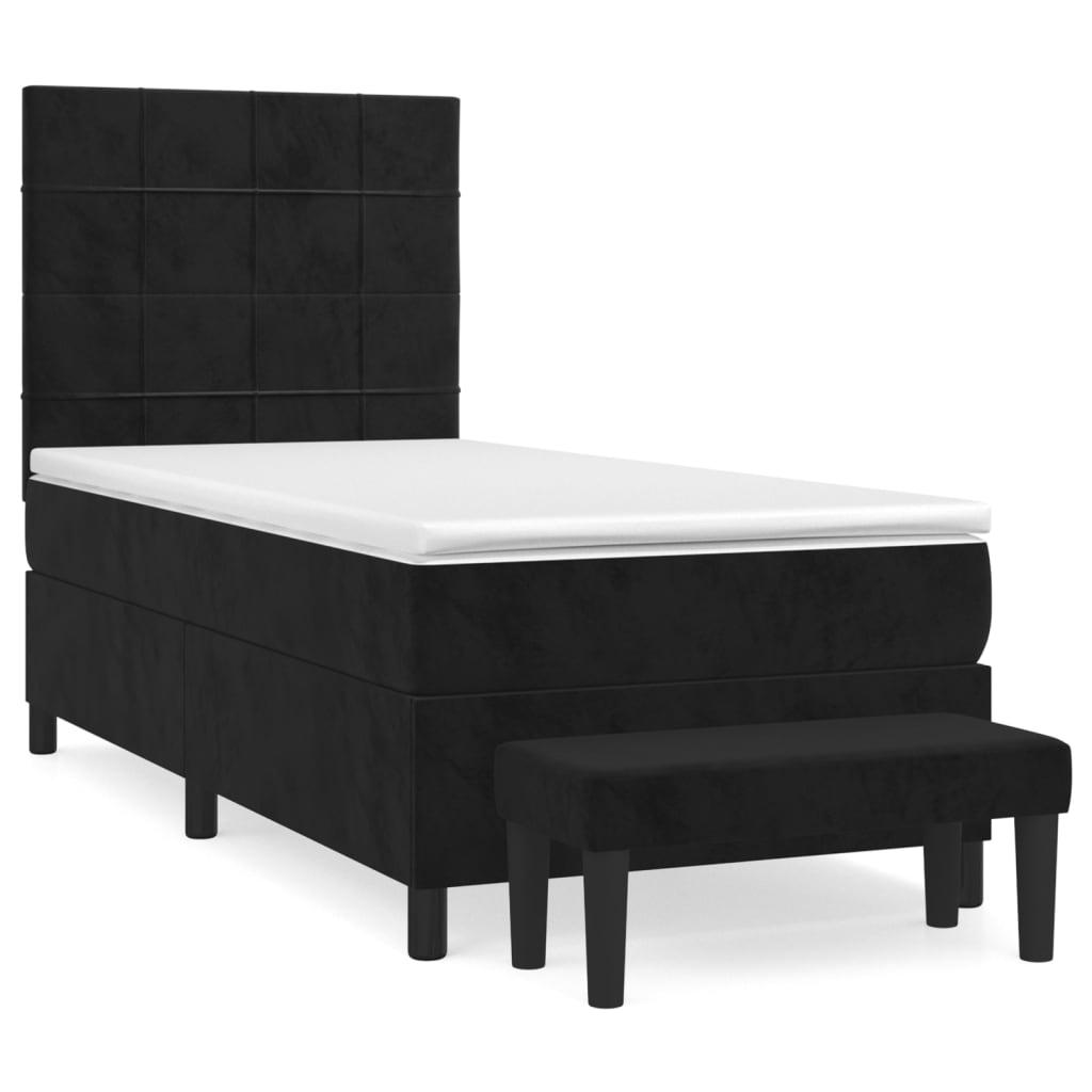 vidaXL Cama box spring con colchón cuero sintético negro 90x190 cm