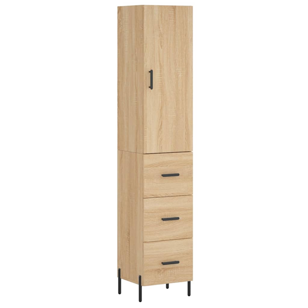 vidaXL Aparador de madera contrachapada roble Sonoma 34,5x34x180 cm