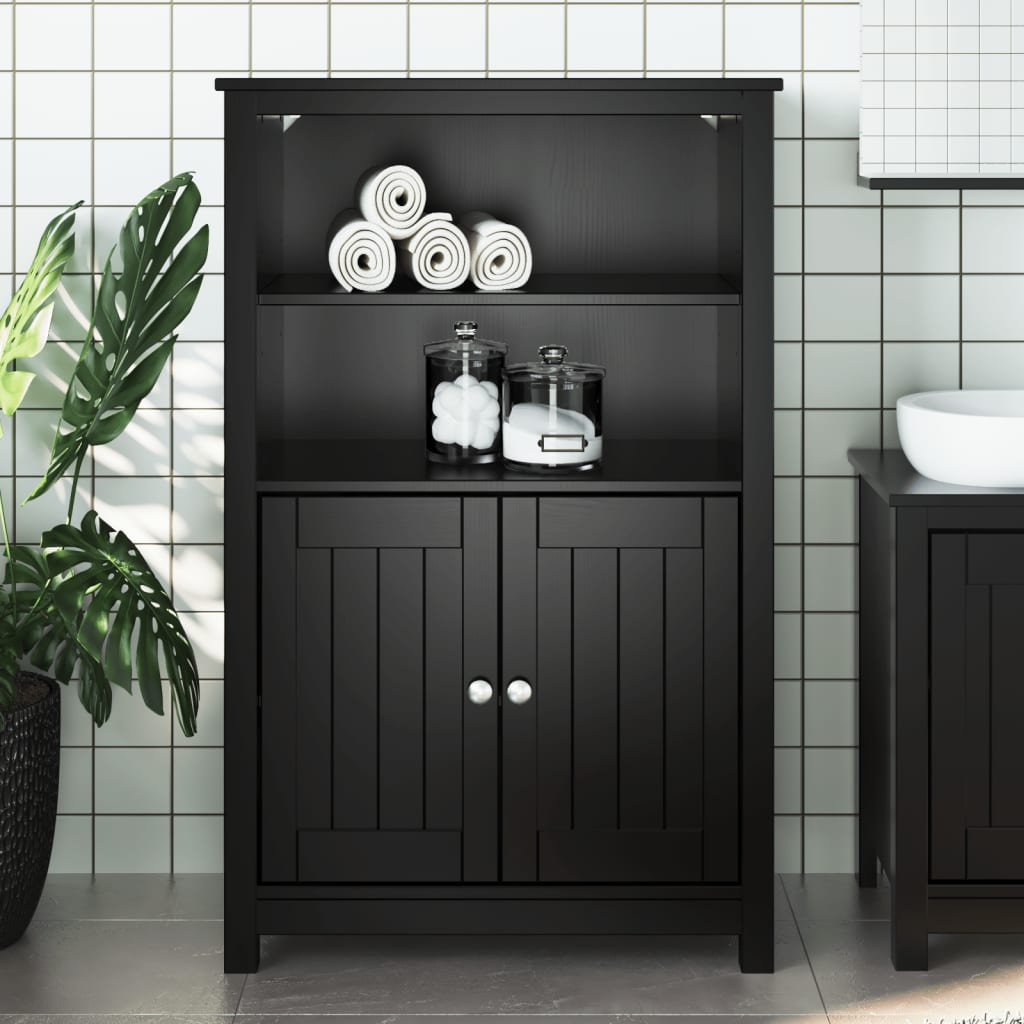 vidaXL Mueble de baño BERG madera maciza de pino negro 69,5x34x110 cm