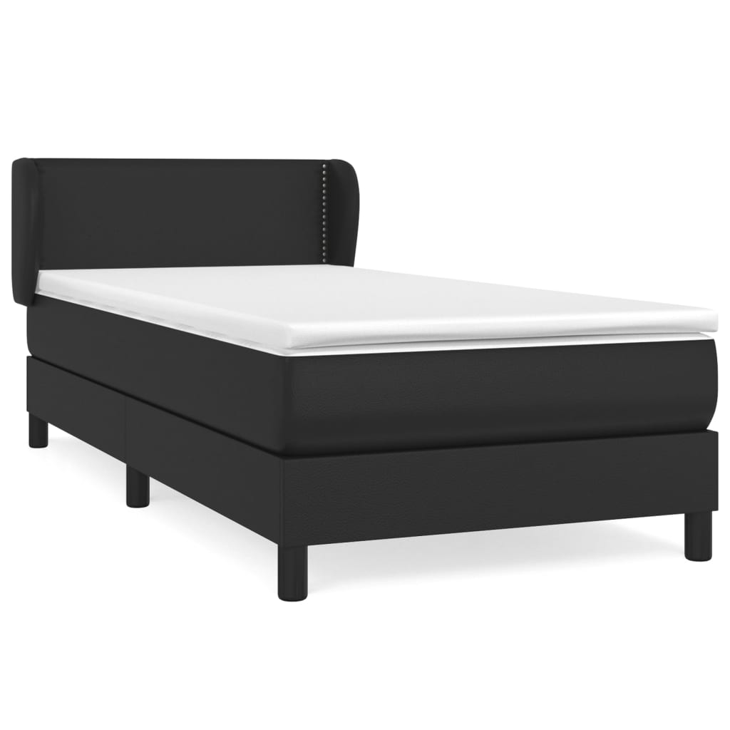 vidaXL Cama box spring con colchón cuero sintético negro 100x200 cm