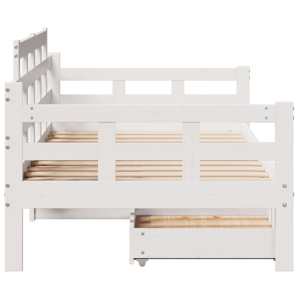 vidaXL Sofá cama con cajones madera maciza de pino blanca 80x200 cm