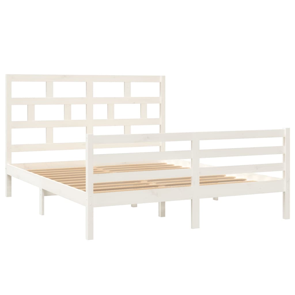 vidaXL Estructura de cama de madera maciza de pino blanca 160x200 cm