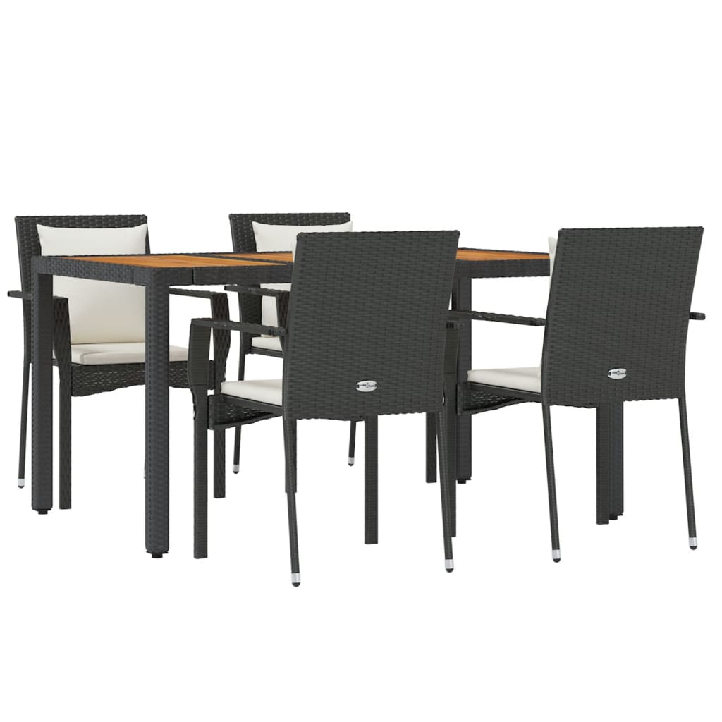 vidaXL Set de muebles jardín 5 pzas con cojines ratán sintético negro